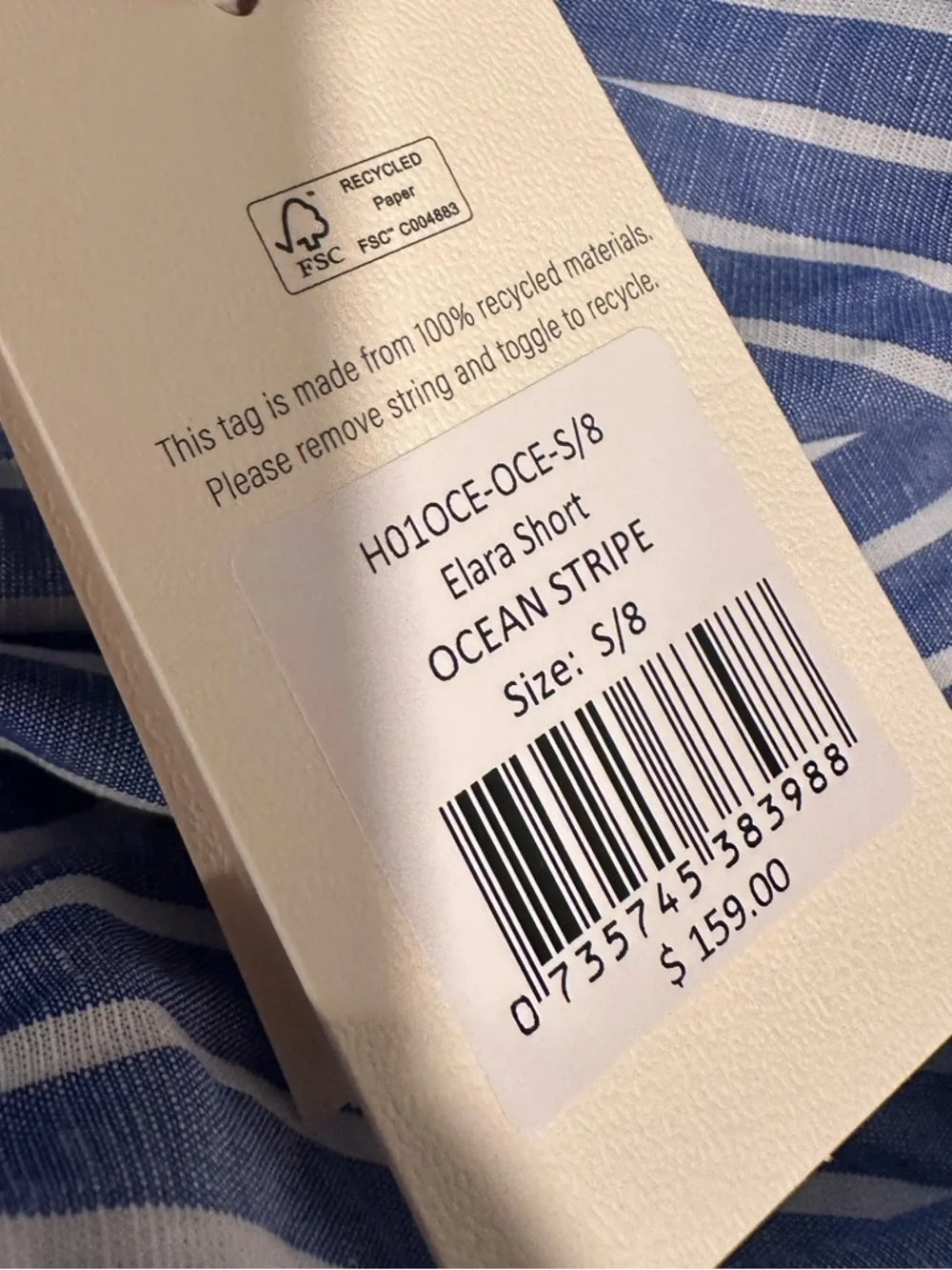 Kivari Striped White Blue Cotton Linen CAPRI Shorts US 4 Small NWT - Picture 8 of 14